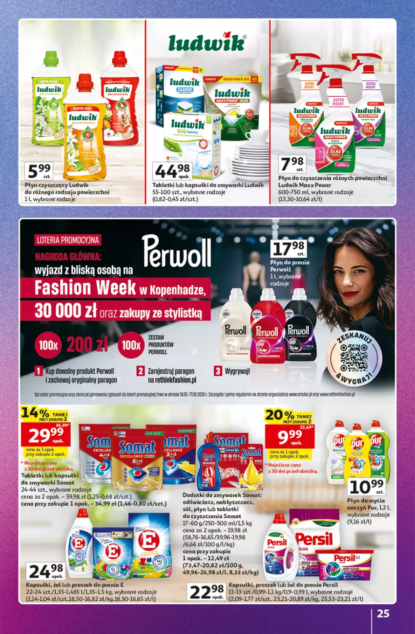 Gazetka promocyjna Auchan - Gazetka Znane Marki Hipermarket Auchan - ważna 11.06 do 17.06.2026 - strona 25 - produkty: Fa, Gin, Gry, Ludwik, Mola, Persil, Perwoll, Proszek do prania, Pur, Sól, Somat, Tablet, Zmywarki