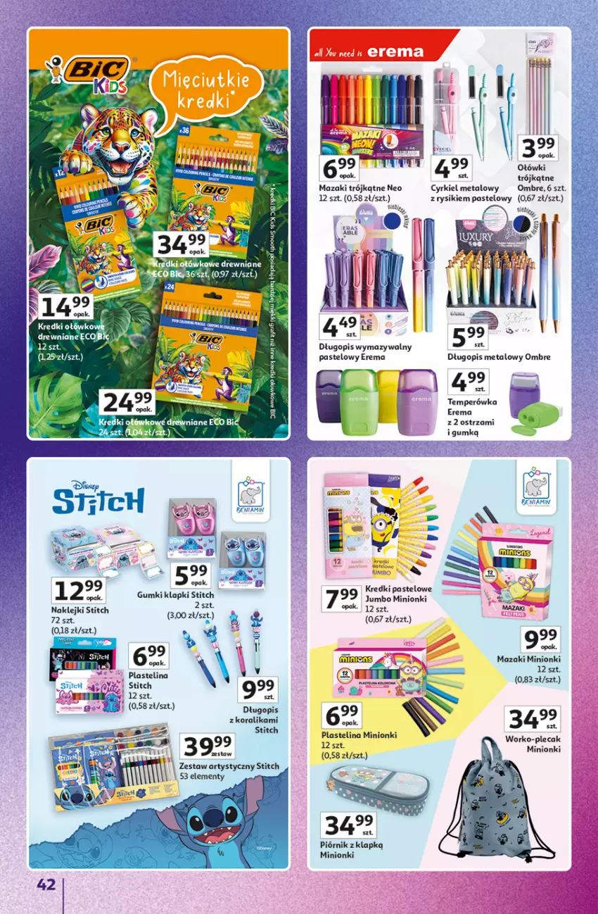 Gazetka promocyjna Auchan - Gazetka Znane Marki Hipermarket Auchan - ważna 11.06 do 17.06.2026 - strona 42 - produkty: Długopis, Fa, Klej, Piórnik, Plastelina, Plecak