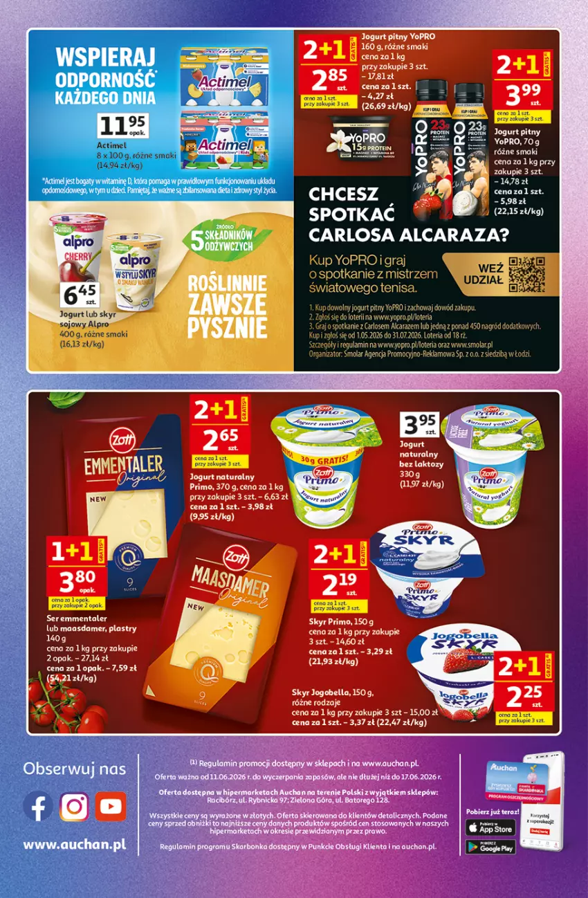 Gazetka promocyjna Auchan - Gazetka Znane Marki Hipermarket Auchan - ważna 11.06 do 17.06.2026 - strona 44 - produkty: Alpro, Fa, Gra, Jogurt, Jogurt naturalny, Jogurt pitny, Maasdam, Mola, Por, Pupa