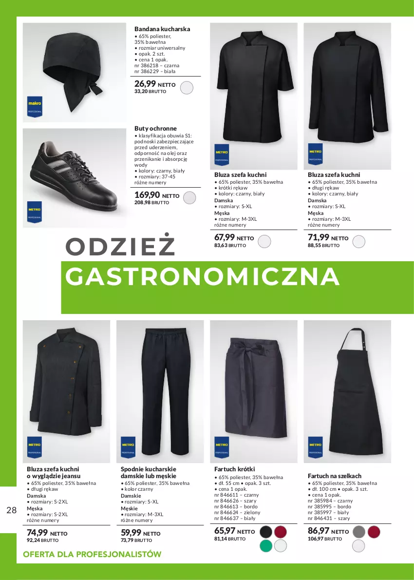 Gazetka promocyjna Makro - Meble i grille - katalog produktów dla profesjonalnej Gastronomii 2024 - ważna 15.04.2024 do 31.01.2025 - strona 28 - produkty: Bluza, Buty, Fa, Olej, Piec, Por, Spodnie, Wełna