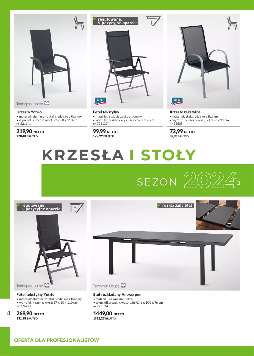 Gazetka promocyjna Makro - Meble i grille - katalog produktów dla profesjonalnej Gastronomii 2024 - ważna 15.04.2024 do 31.01.2025 - strona 8 - produkty: Fotel, Krzesło, Siedzisko, Stół, Stół rozkładany