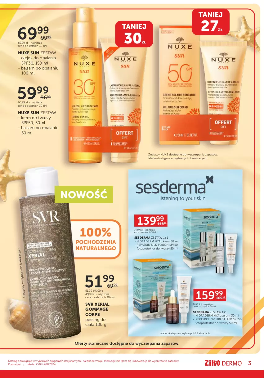 Gazetka promocyjna Ziko - Gazetka Ziko Dermo - ważna 25.07 do 07.08.2024 - strona 3 - produkty: Krem do twarzy, Nuxe, Olej, Peeling, Rum, Ser, Serum, Sesderma, SVR, Top