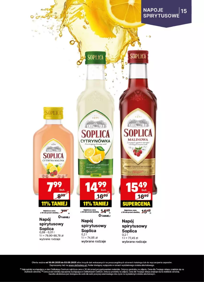 Gazetka promocyjna Delikatesy Centrum - Delibarek DC34-DC35 - ważna 18.08 do 03.09.2025 - strona 15 - produkty: Napój, Rama, Rum, Soplica