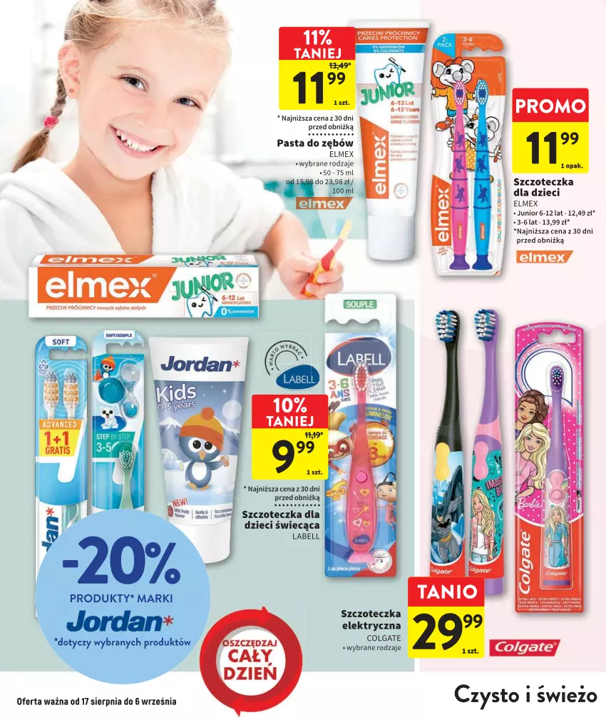 Gazetka promocyjna Intermarche - Gazetka Intermarche - ważna 17.08 do 06.09.2023 - strona 16 - produkty: Bell, Colgate, Dzieci, Elmex, LG, Pasta do zębów, Szczoteczka