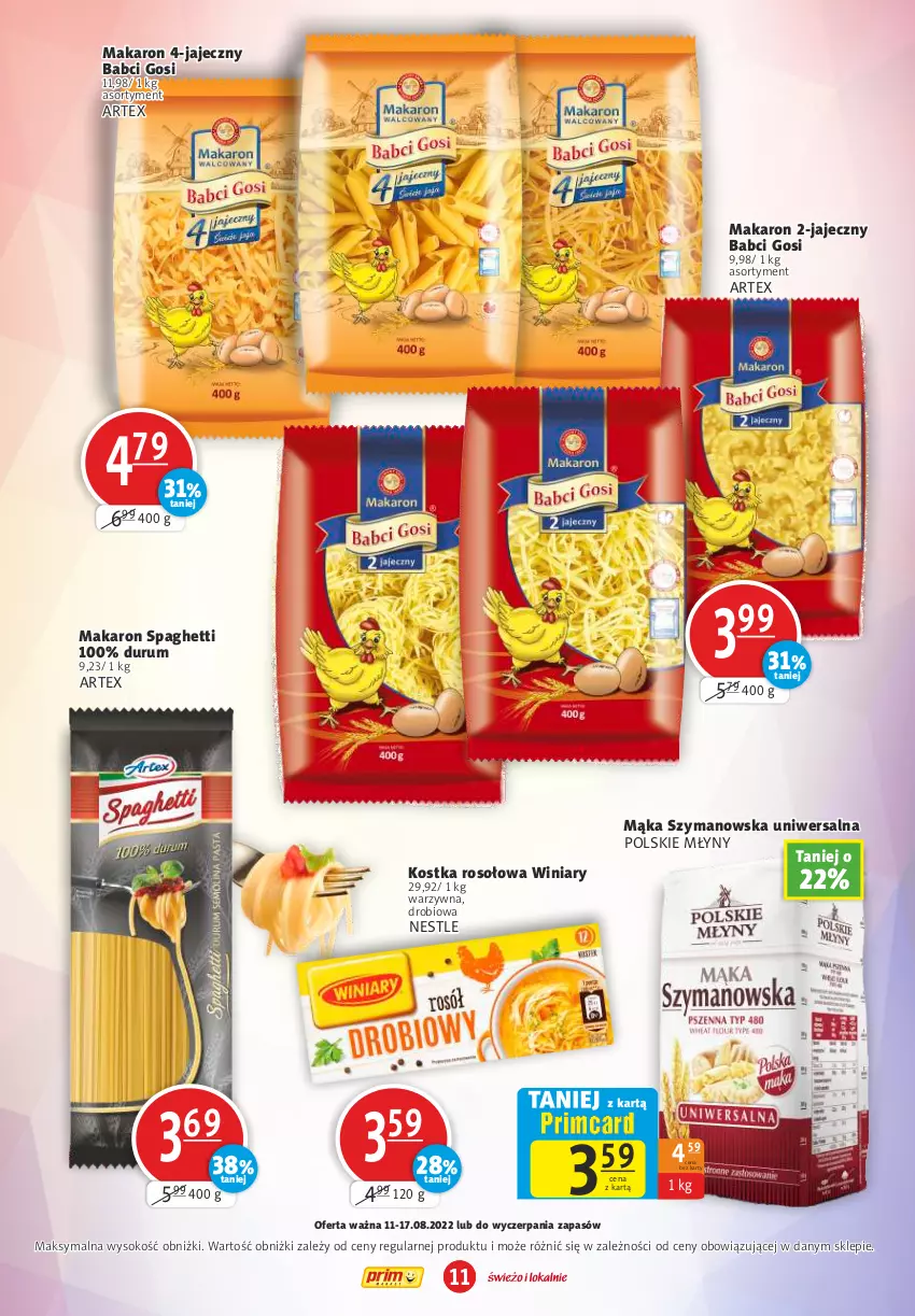 Gazetka promocyjna Prim Market - ważna 11.08 do 17.08.2022 - strona 11 - produkty: Mąka, Makaron, Polskie Młyny, Rum, Sok, Spaghetti, Winiary