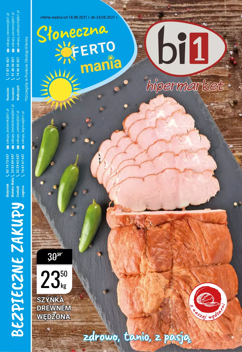 Gazetka promocyjna Bi1 - Słoneczna ofertomania - ważna 18.08 do 24.08.2021 - strona 1 - produkty: Piec, Szynka