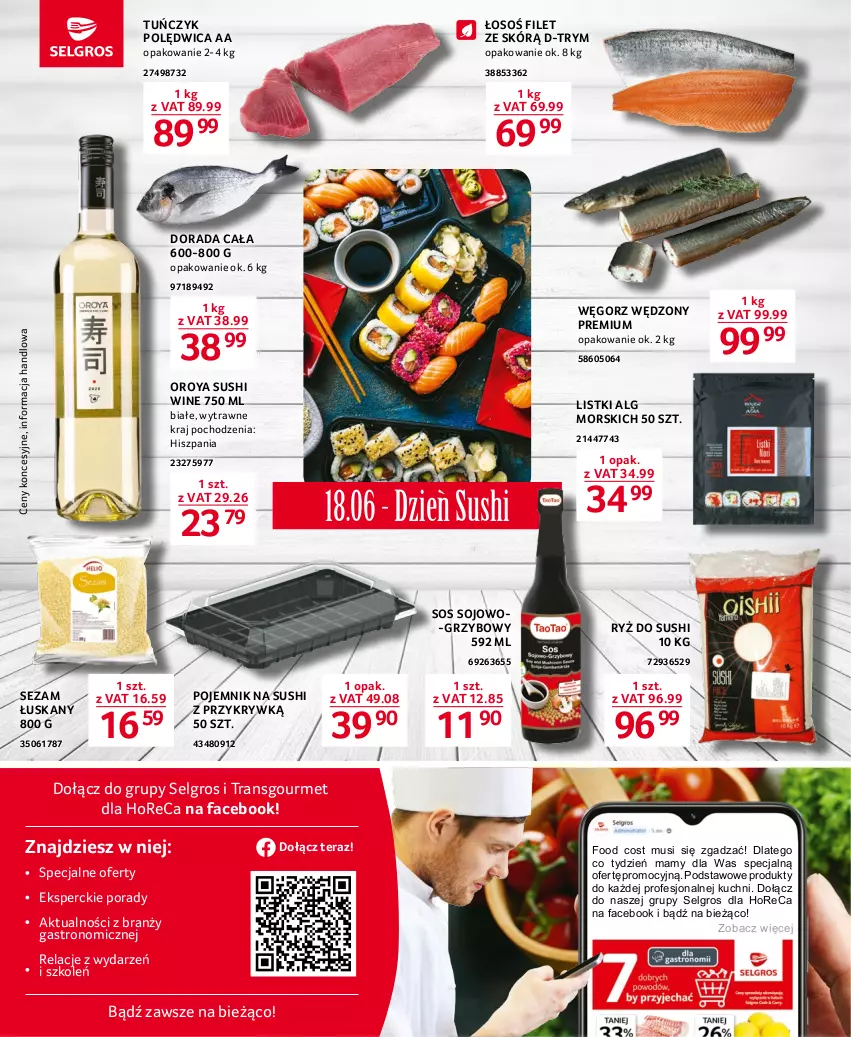 Gazetka promocyjna Selgros - Oferta gastronomiczna - ważna 15.06 do 28.06.2023 - strona 16 - produkty: Fa, LG, Mus, O nas, Pojemnik, Polędwica, Por, Ryż, Ryż do sushi, Sezam, Sos, Sushi, Tera, Tran, Tuńczyk