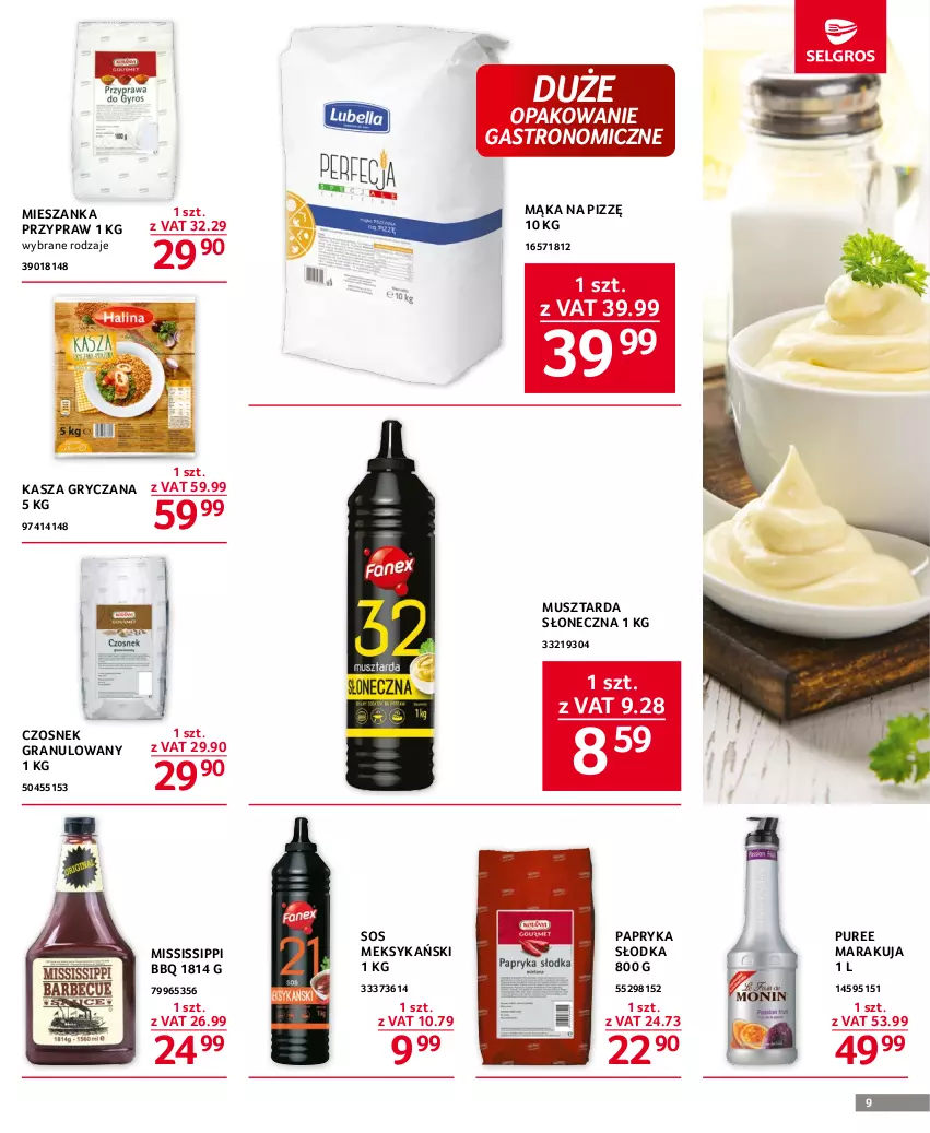 Gazetka promocyjna Selgros - Oferta gastronomiczna - ważna 15.06 do 28.06.2023 - strona 9 - produkty: Czosnek, Czosnek granulowany, Gra, Gry, Kasza, Kasza gryczana, Mąka, Mus, Musztarda, Papryka, Papryka słodka, Pur, Sos