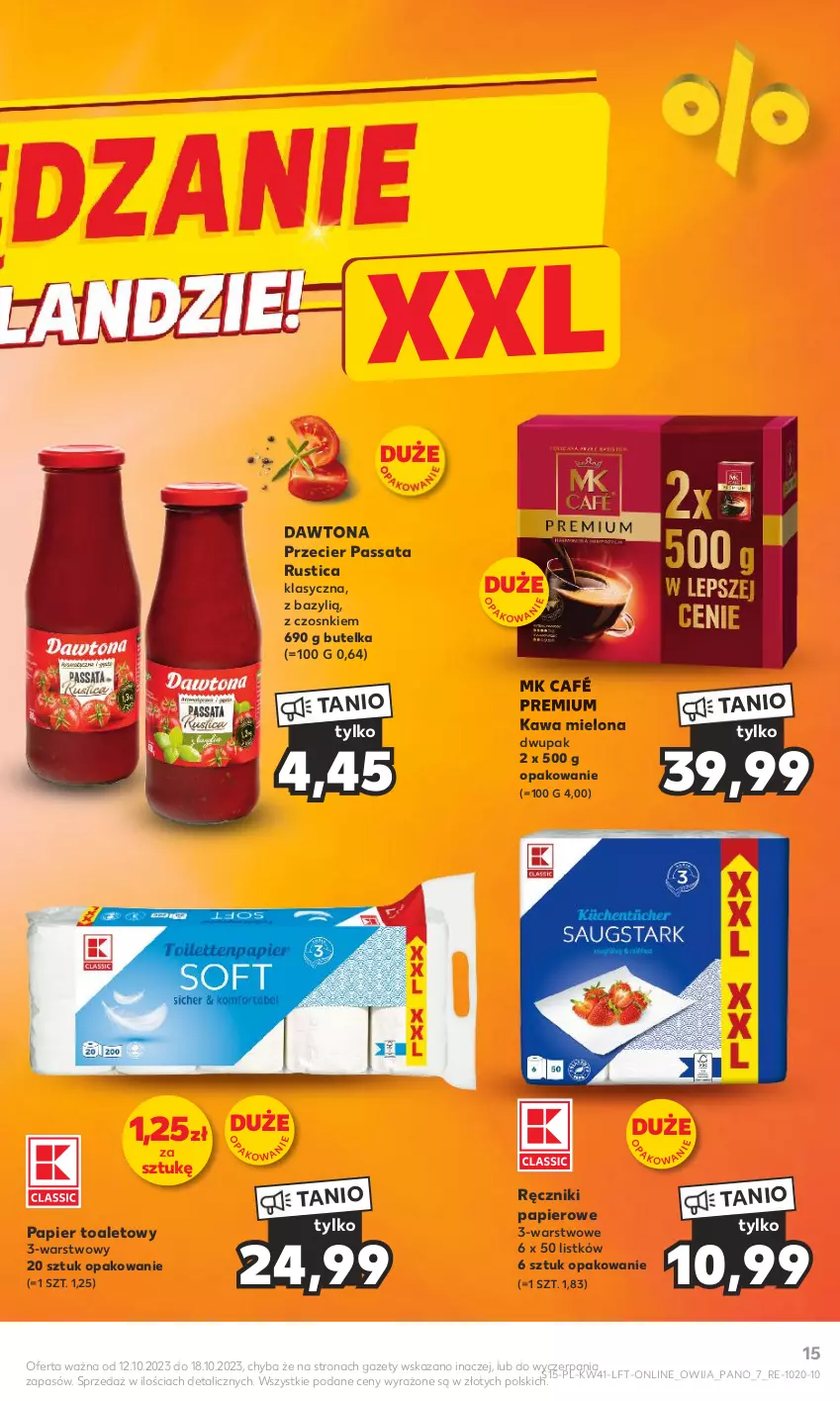 Gazetka promocyjna Kaufland - Gazetka tygodnia - ważna 12.10 do 18.10.2023 - strona 15 - produkty: Bazyl, Dawtona, Kawa, Kawa mielona, Papier, Papier toaletowy, Ręcznik, Ręczniki papierowe, Rust