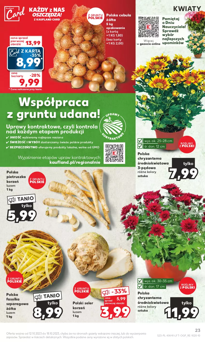 Gazetka promocyjna Kaufland - Gazetka tygodnia - ważna 12.10 do 18.10.2023 - strona 23 - produkty: Cebula, Chryzantema, Fa, Grunt, Mięta, Piec, Pietruszka, Seler korzeń