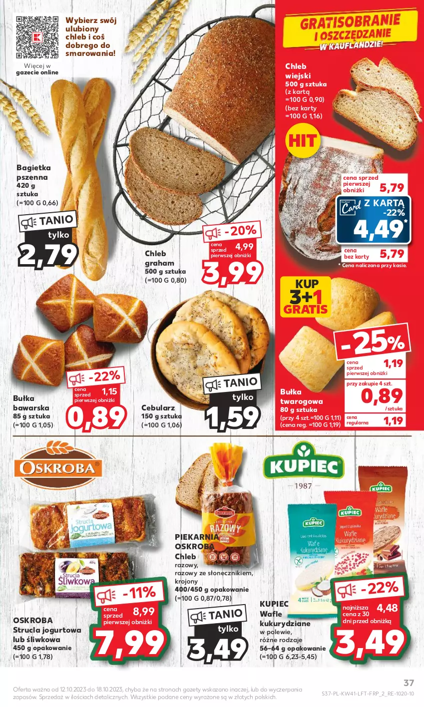 Gazetka promocyjna Kaufland - Gazetka tygodnia - ważna 12.10 do 18.10.2023 - strona 37 - produkty: Bagietka, Bagietka pszenna, Bułka, Cebula, Chleb, Gra, Jogurt, Kupiec, Piec, Strucla, Wafle