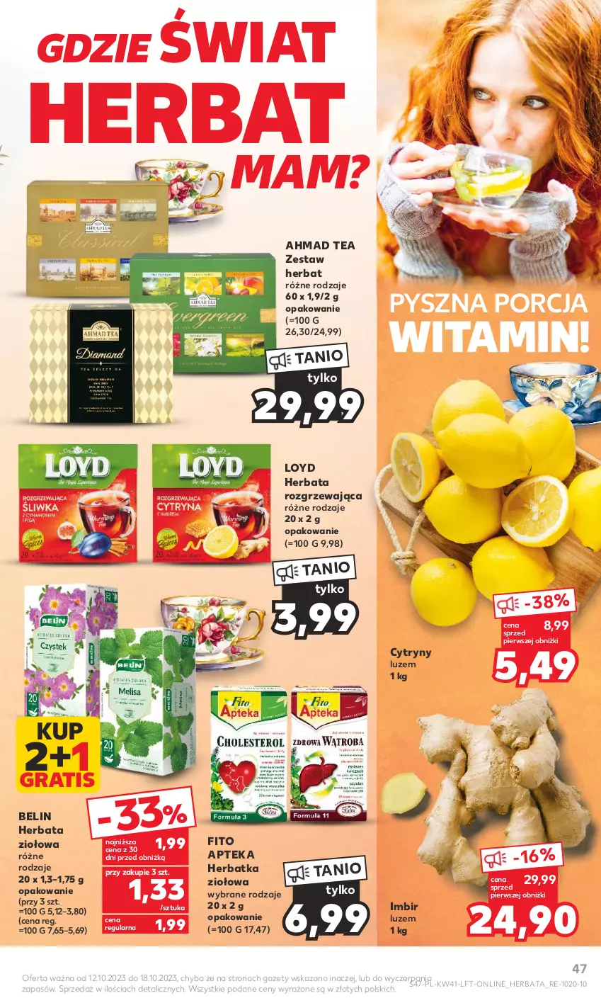 Gazetka promocyjna Kaufland - Gazetka tygodnia - ważna 12.10 do 18.10.2023 - strona 47 - produkty: Apteka, Cytryny, Gra, Herbata, Imbir, Loyd, Por