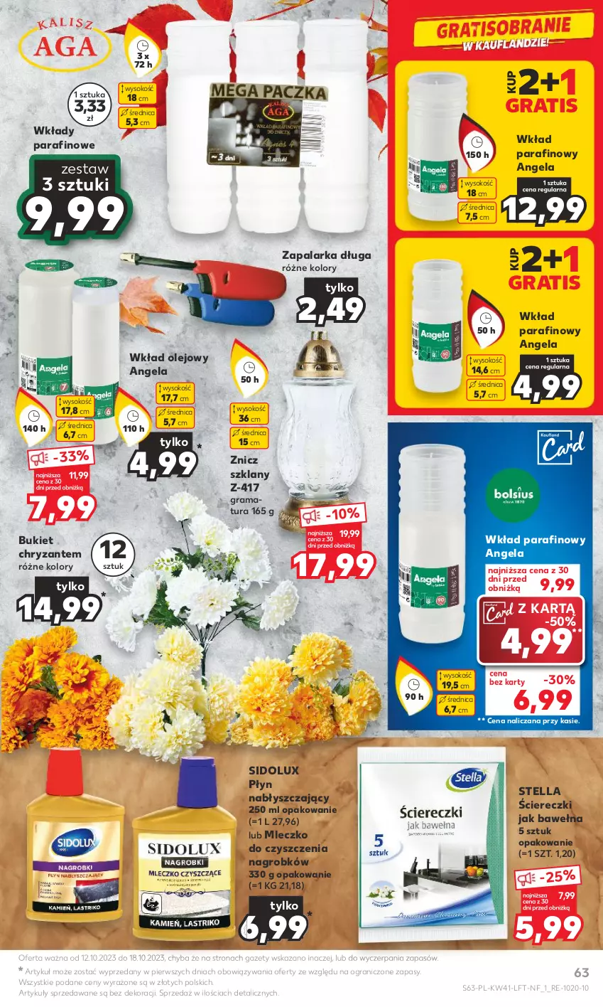 Gazetka promocyjna Kaufland - Gazetka tygodnia - ważna 12.10 do 18.10.2023 - strona 63 - produkty: Bukiet, Gra, Mleczko, Olej, Płyn nabłyszczający, Rama, Sidolux, Sok, Wełna, Wkład olejowy, Zapalarka, Znicz