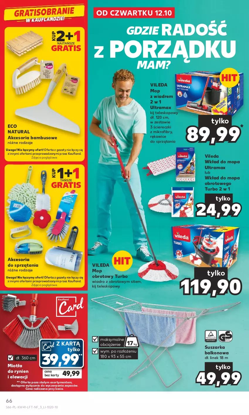 Gazetka promocyjna Kaufland - Gazetka tygodnia - ważna 12.10 do 18.10.2023 - strona 66 - produkty: Gra, Miotła, Mop, Por, Rama, Rękawice, Suszarka, Suszarka balkonowa, Teleskop, Vileda, Waga, Wiadro, Wkład do mopa