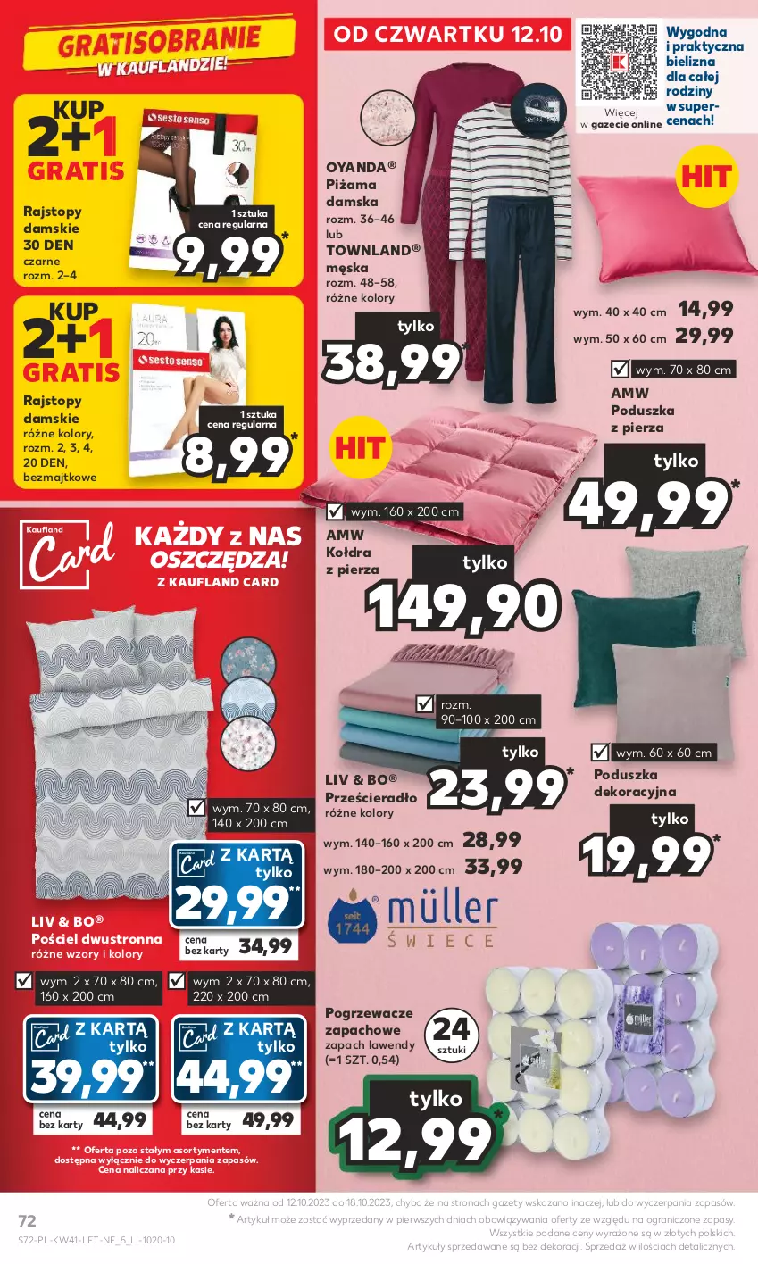 Gazetka promocyjna Kaufland - Gazetka tygodnia - ważna 12.10 do 18.10.2023 - strona 72 - produkty: Bielizna, Gra, Kołdra, Piżama, Poduszka, Poduszka dekoracyjna, Pościel, Pościel dwustronna, Prześcieradło, Rajstopy, Top