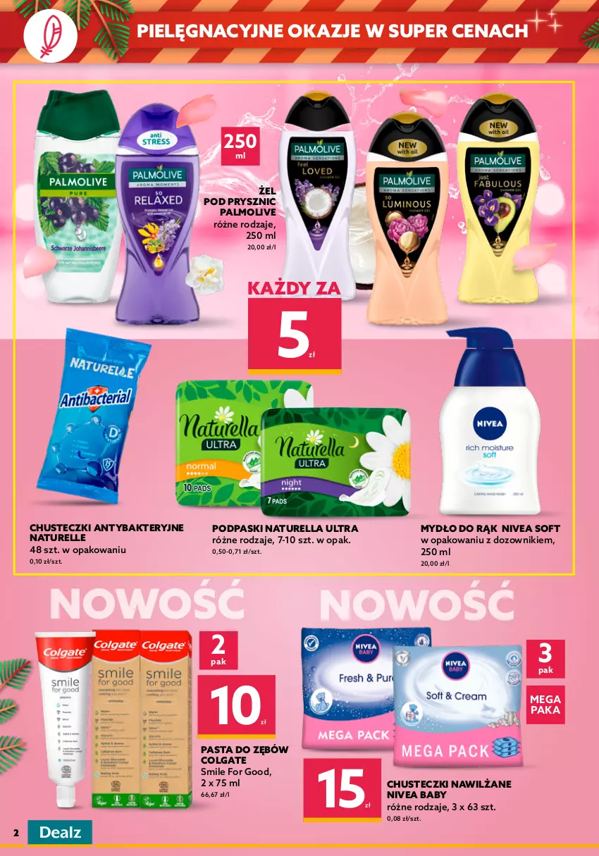 Gazetka promocyjna Dealz - Super ceny na Święta - sprawdź ofertę! - ważna 17.11 do 30.11.2021 - strona 2 - produkty: Bref, Chusteczki, Cif, Colgate, Dozownik, Fa, Fairy, Lenor, LG, Mydło, Naturell, Naturella, Nivea, Nivea Baby, Palmolive, Papier, Papier toaletowy, Pasta do zębów, Persil, Płyn do płukania, Podpaski, Zawieszka do wc, Zmywarki