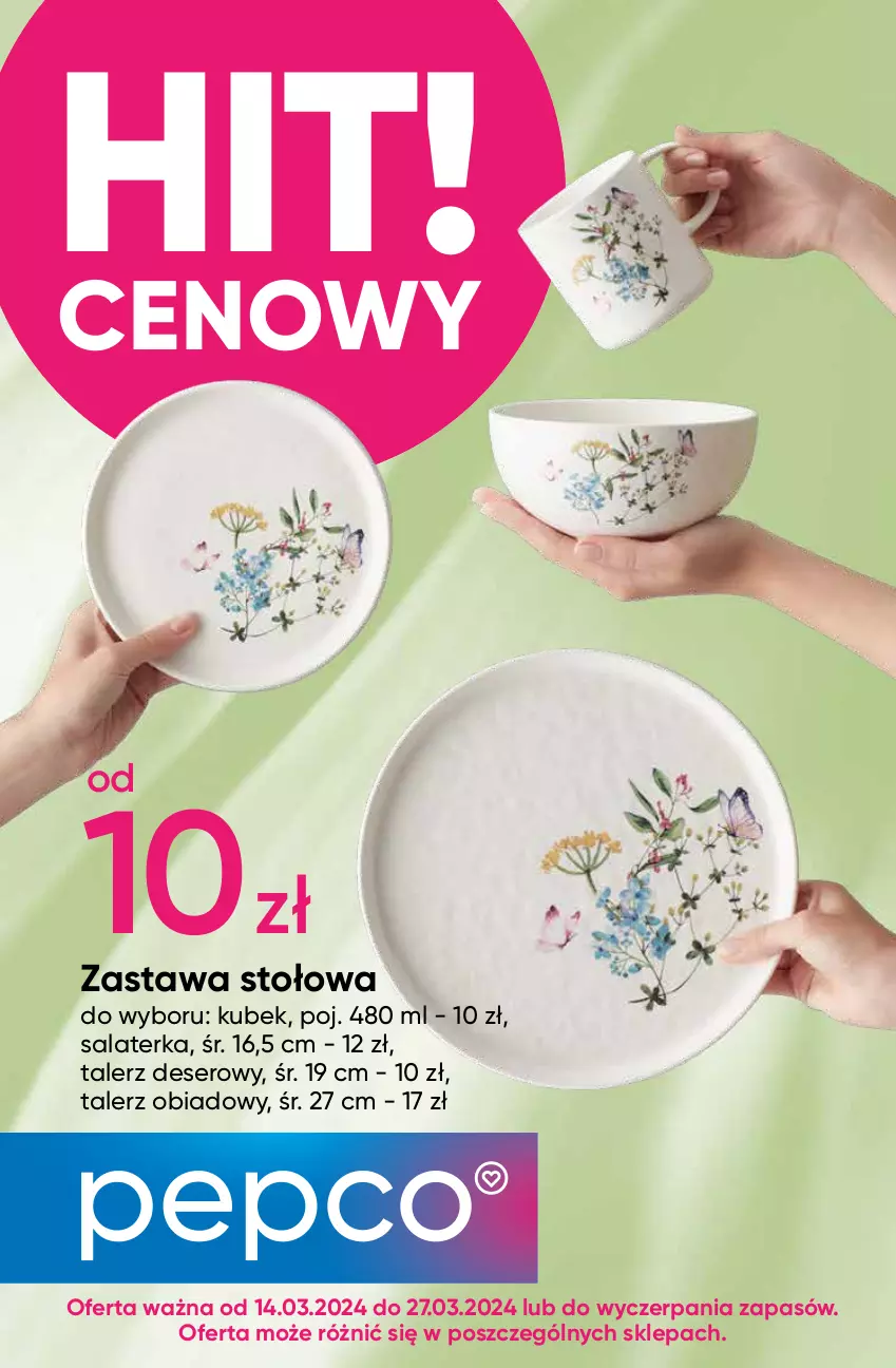 Gazetka promocyjna Pepco - Wiosenna zastawa - ważna 14.03 do 27.03.2024 - strona 1 - produkty: Deser, Kubek, Salaterka, Ser, Talerz, Talerz deserowy, Talerz obiadowy