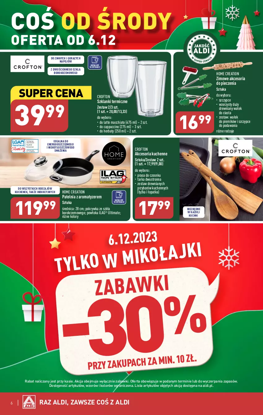 Gazetka promocyjna Aldi - Artykuły przemysłowe i tekstylia - ważna 06.12 do 09.12.2023 - strona 6 - produkty: Cappuccino, Chia, Gra, Lanki, Patelnia, Piec, Piernik, Szczypce, Tarka, Wałek, Wałek do ciasta