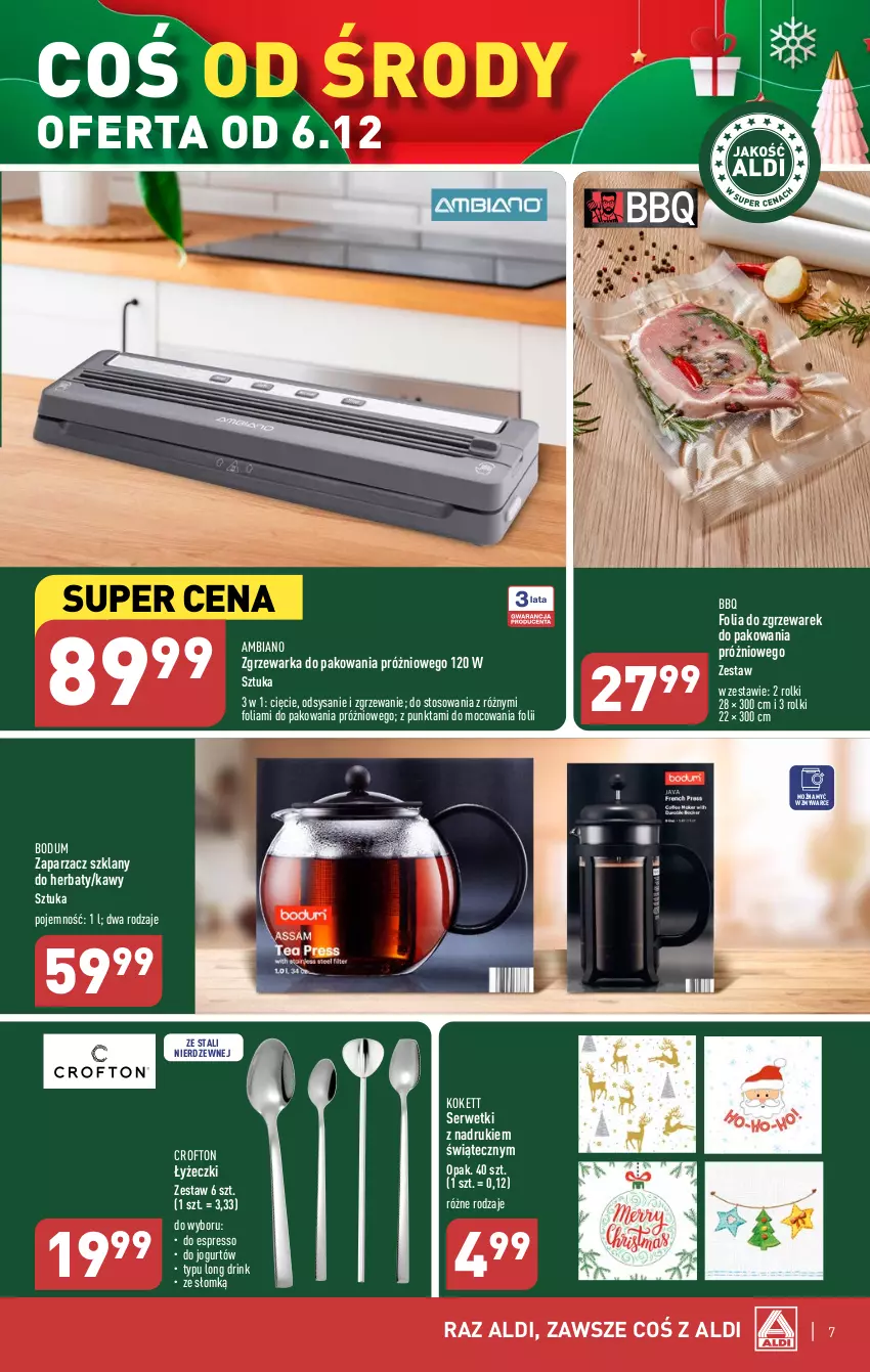 Gazetka promocyjna Aldi - Artykuły przemysłowe i tekstylia - ważna 06.12 do 09.12.2023 - strona 7 - produkty: Jogurt, Rolki, Ser, Serwetki, Warka, Zaparzacz