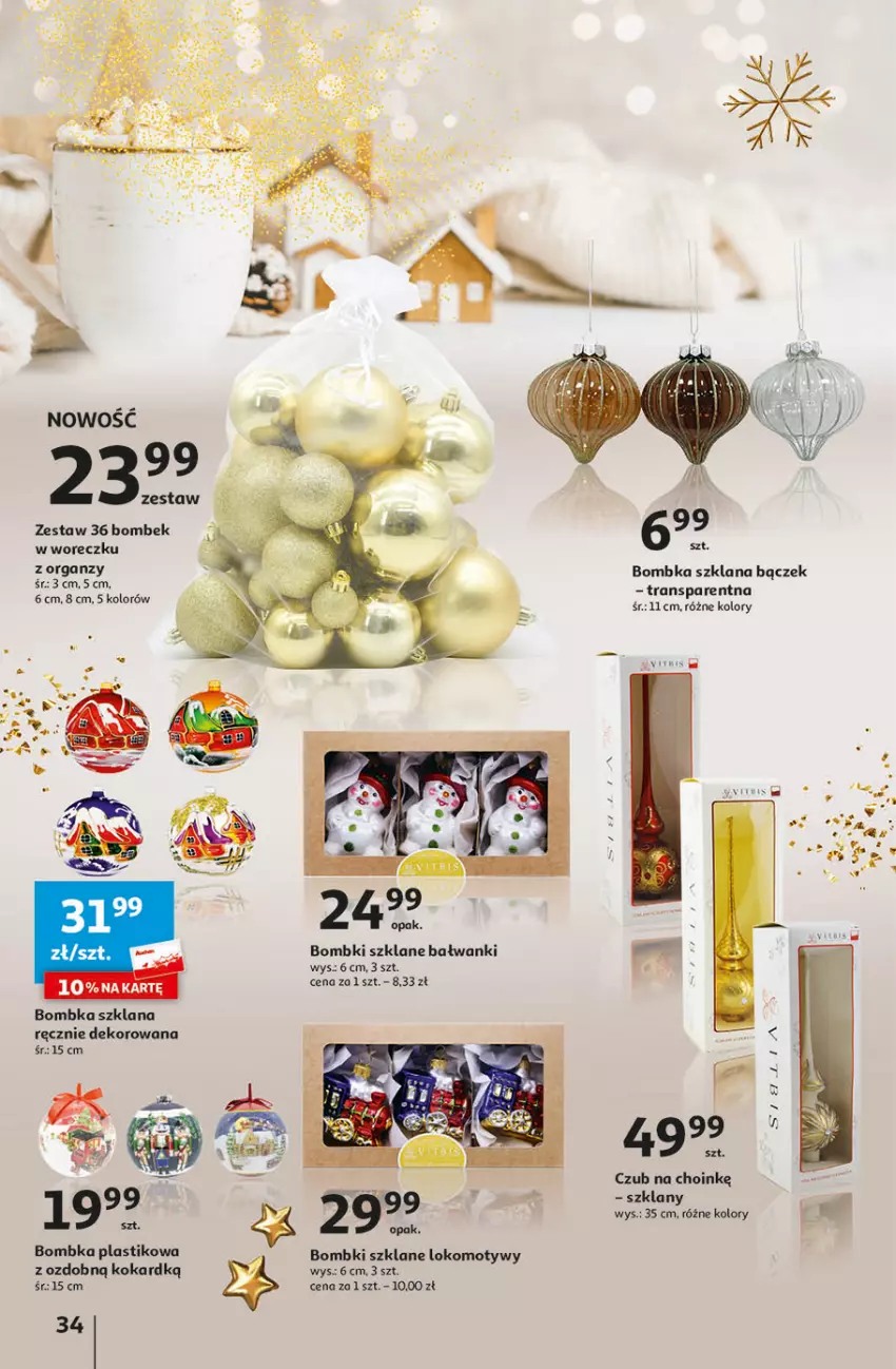 Gazetka promocyjna Auchan - Gazetka Magia Świąt Część 3 Hipermarket Auchan - ważna 30.11 do 06.12.2023 - strona 34 - produkty: Bombki, LANA, Tran