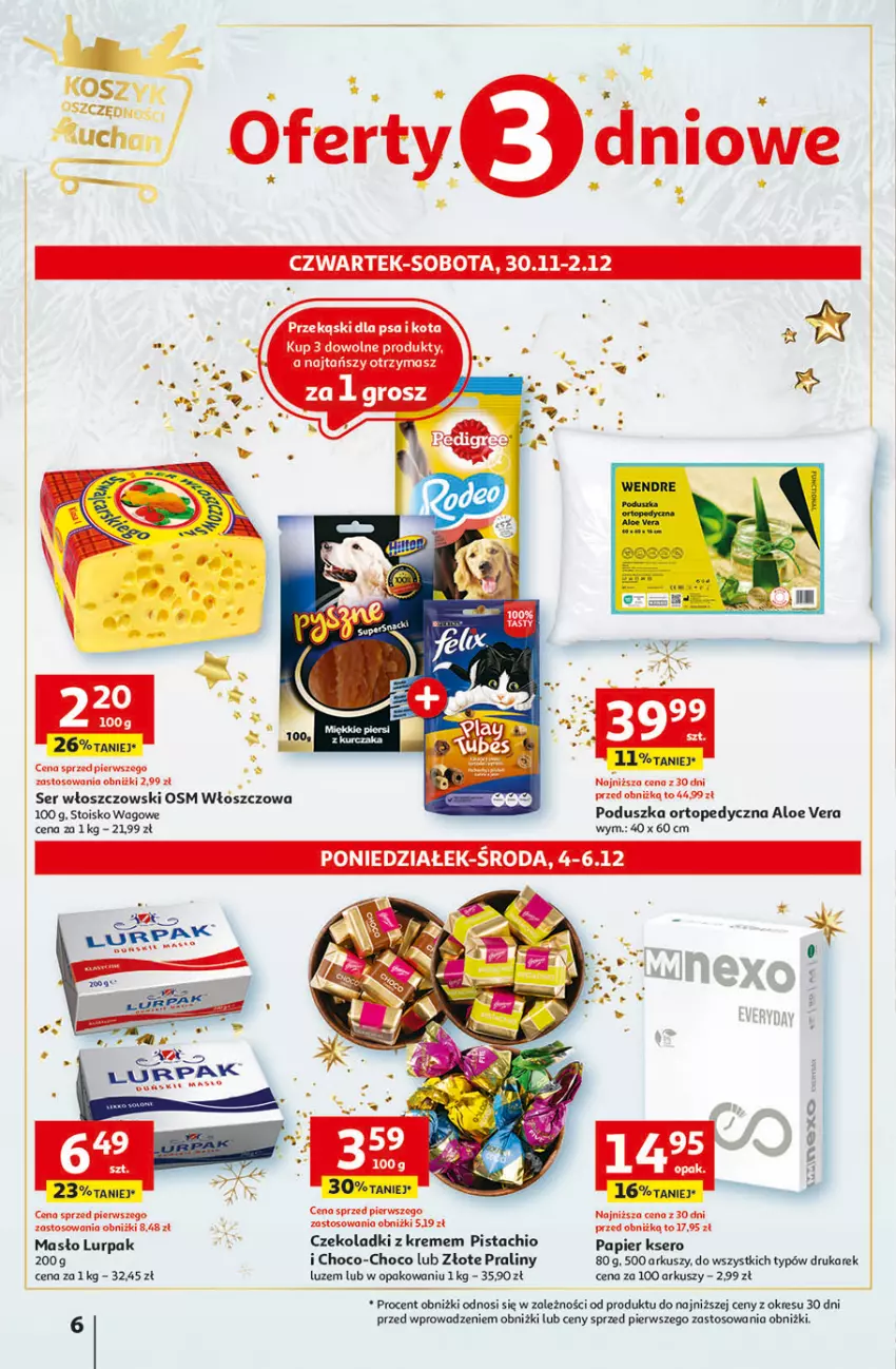 Gazetka promocyjna Auchan - Gazetka Magia Świąt Część 3 Hipermarket Auchan - ważna 30.11 do 06.12.2023 - strona 6 - produkty: Aloe vera, Lurpak, Masło, Papier, Poduszka, Praliny, Ser, Top, Włoszczowski