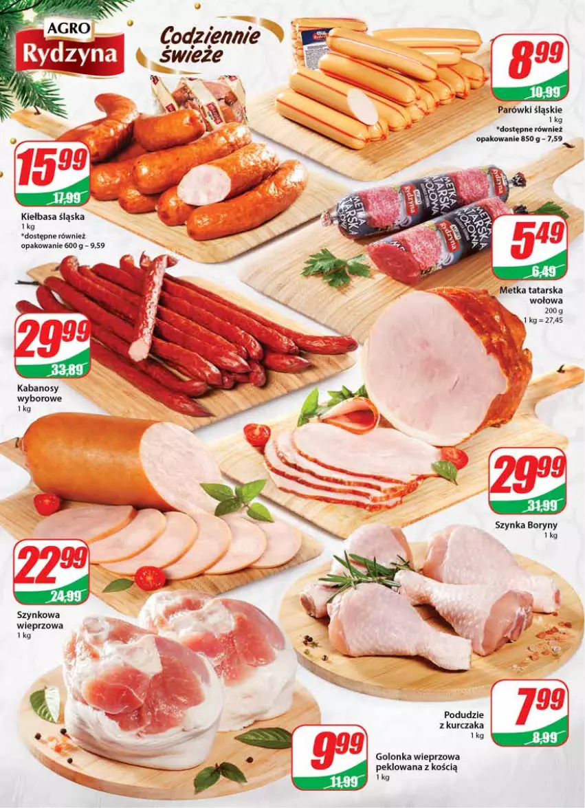 Gazetka promocyjna Dino - Gazetka - ważna 29.12.2021 do 04.01.2022 - strona 10 - produkty: Golonka wieprzowa, Kabanos, Kiełbasa, Kiełbasa śląska, Kurczak, Metka tatarska, Parówki, Szynka