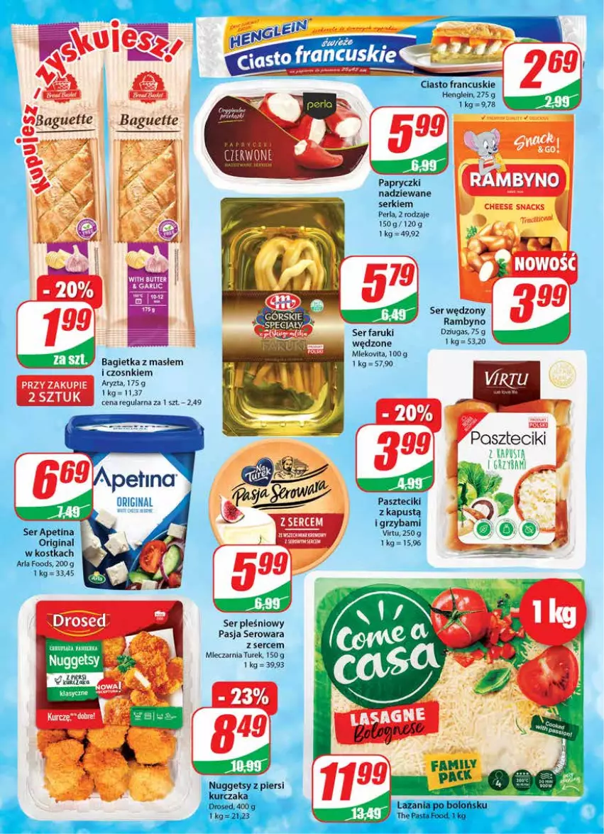 Gazetka promocyjna Dino - Gazetka - ważna 29.12.2021 do 04.01.2022 - strona 14 - produkty: Bagietka, Ciasto francuskie, Fa, Gin, Kapustą, Miecz, Ser, Ser pleśniowy