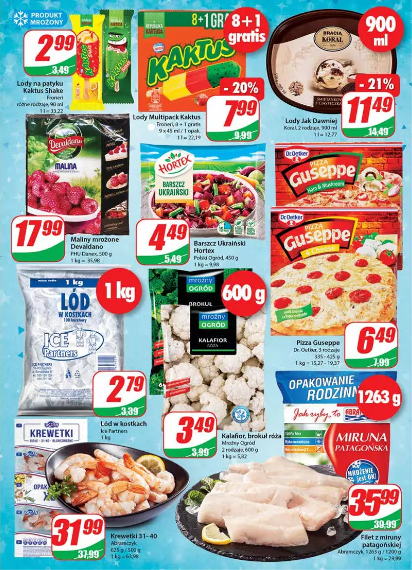 Gazetka promocyjna Dino - Gazetka - ważna 29.12.2021 do 04.01.2022 - strona 9 - produkty: Dr. Oetker, Gra, Hortex, Kalafior, Krewetki, Lody, Maliny, Ogród, Pizza, Róża