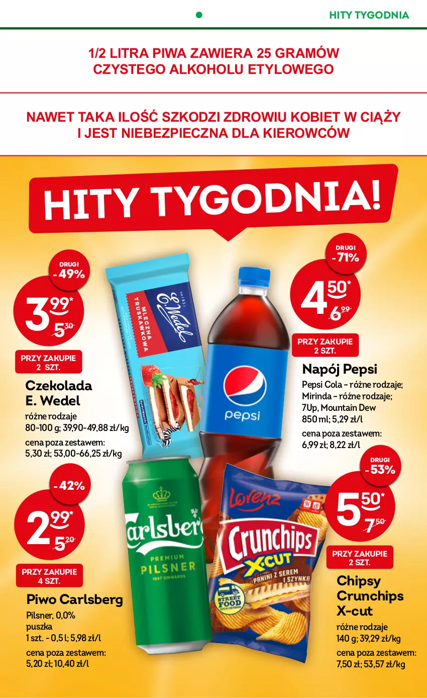 Gazetka promocyjna Żabka - ważna 29.03 do 11.04.2023 - strona 3 - produkty: 7up, Carlsberg, Chipsy, Crunchips, Czekolada, E. Wedel, Gra, Mirinda, Napój, Pepsi, Piec, Piwa, Piwo