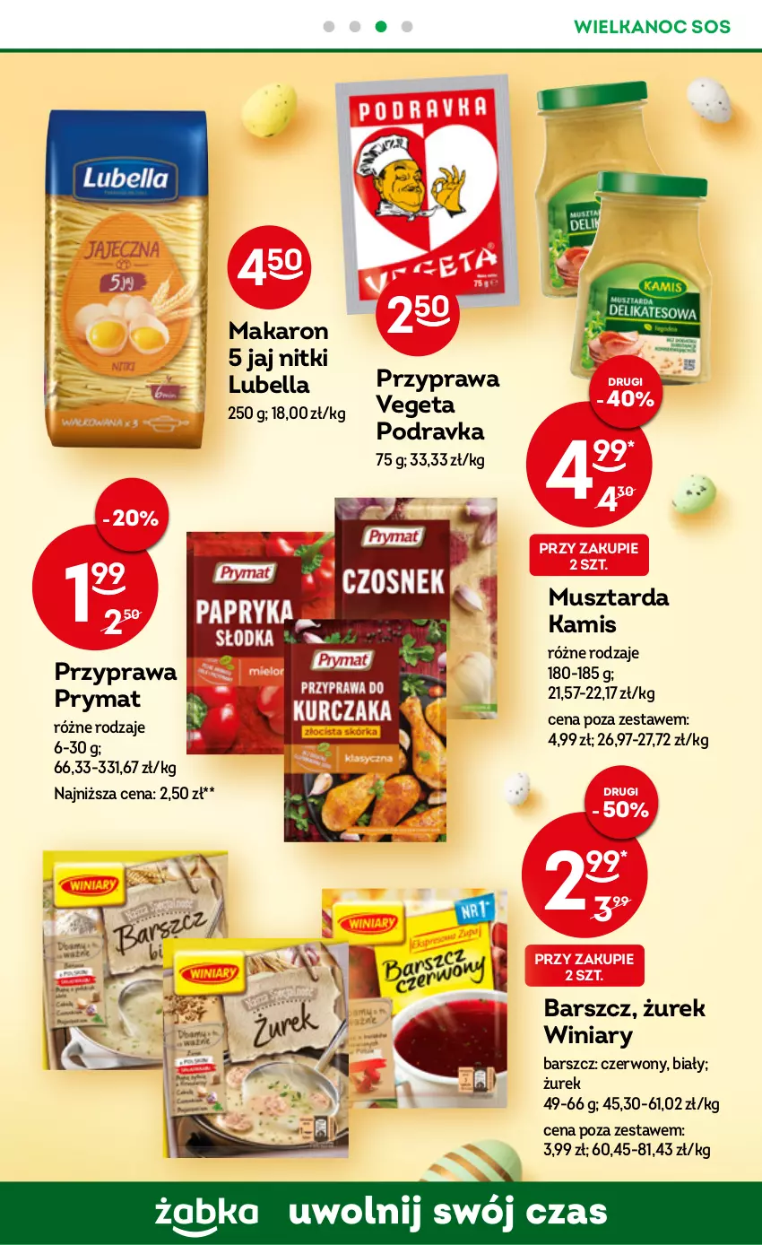 Gazetka promocyjna Żabka - ważna 29.03 do 11.04.2023 - strona 38 - produkty: Bell, Bella, Kamis, Lubella, Makaron, Mus, Musztarda, Podravka, Prymat, Sos, Vegeta, Winiary