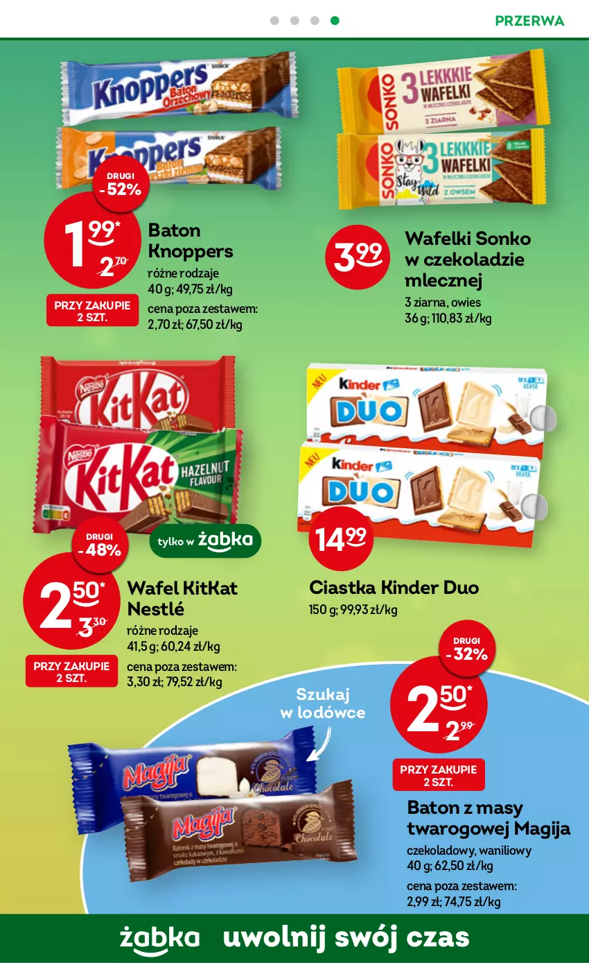 Gazetka promocyjna Żabka - ważna 29.03 do 11.04.2023 - strona 55 - produkty: Baton, Ciastka, Kinder, Knoppers, Magija, Nestlé, Sonko