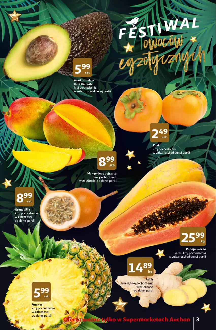 Gazetka promocyjna Auchan - Gazetka Magia Oszczędzania Auchan Supermarket - ważna 24.11 do 30.11.2022 - strona 3 - produkty: Mango, Papaja