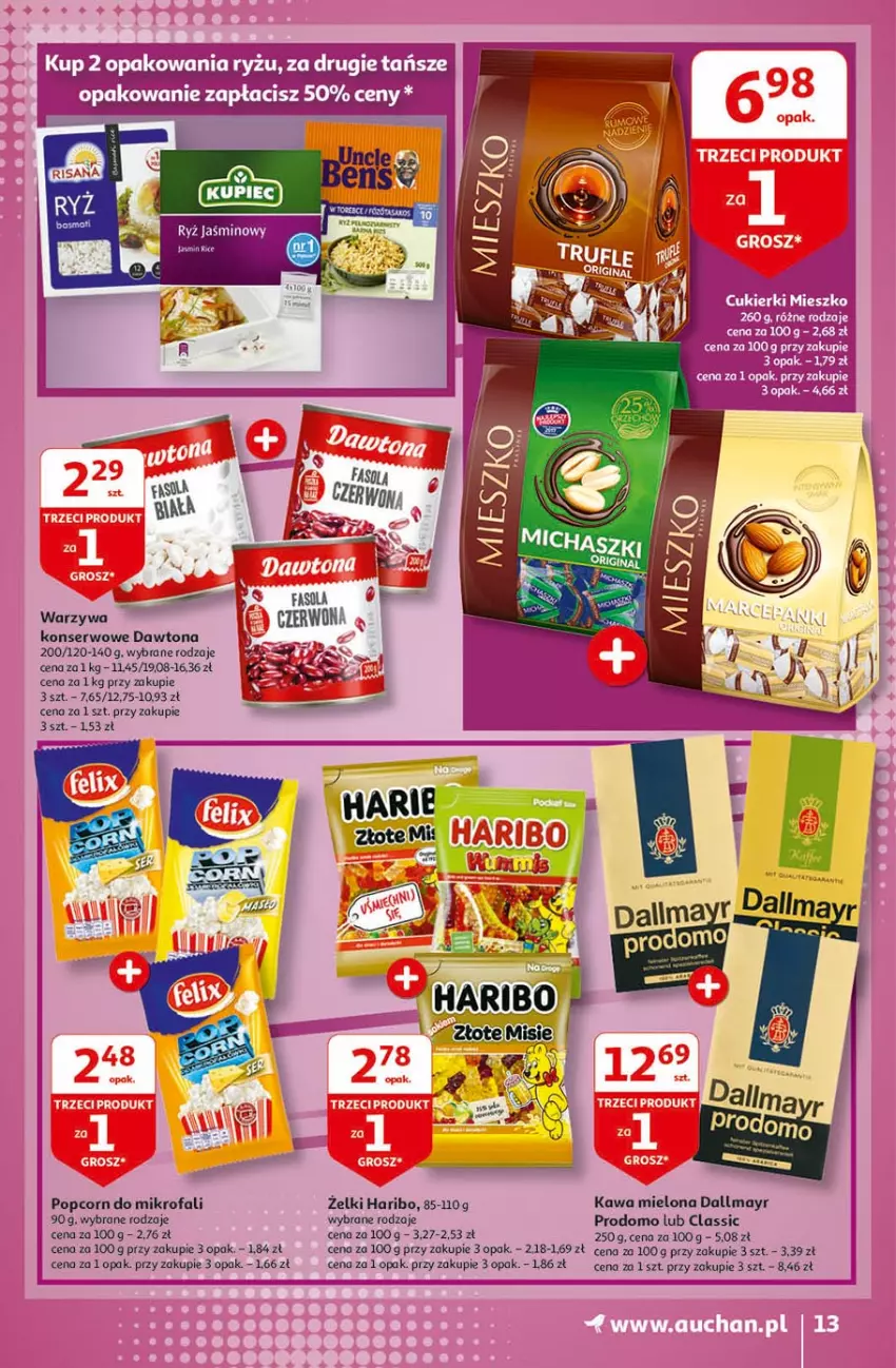 Gazetka promocyjna Auchan - Więcej za mniej Hipermarkety - ważna 11.03 do 17.03.2021 - strona 13 - produkty: Dallmayr, Dawtona, Fa, Haribo, Kawa, Kawa mielona, Popcorn, Ryż, Ser, Warzywa, Warzywa konserwowe