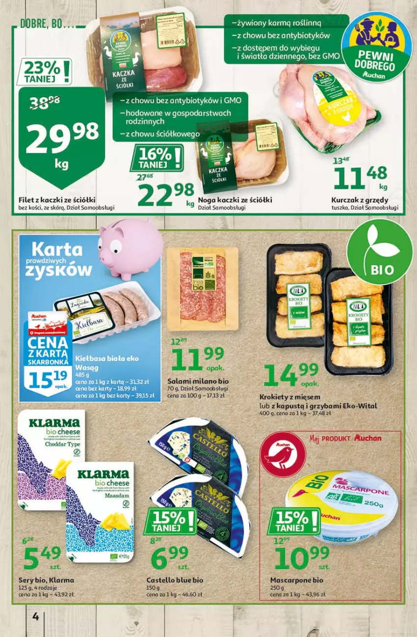 Gazetka promocyjna Auchan - Więcej za mniej Hipermarkety - ważna 11.03 do 17.03.2021 - strona 4 - produkty: Cheddar, Fa, Kurczak, Mascarpone, Salami, Tusz