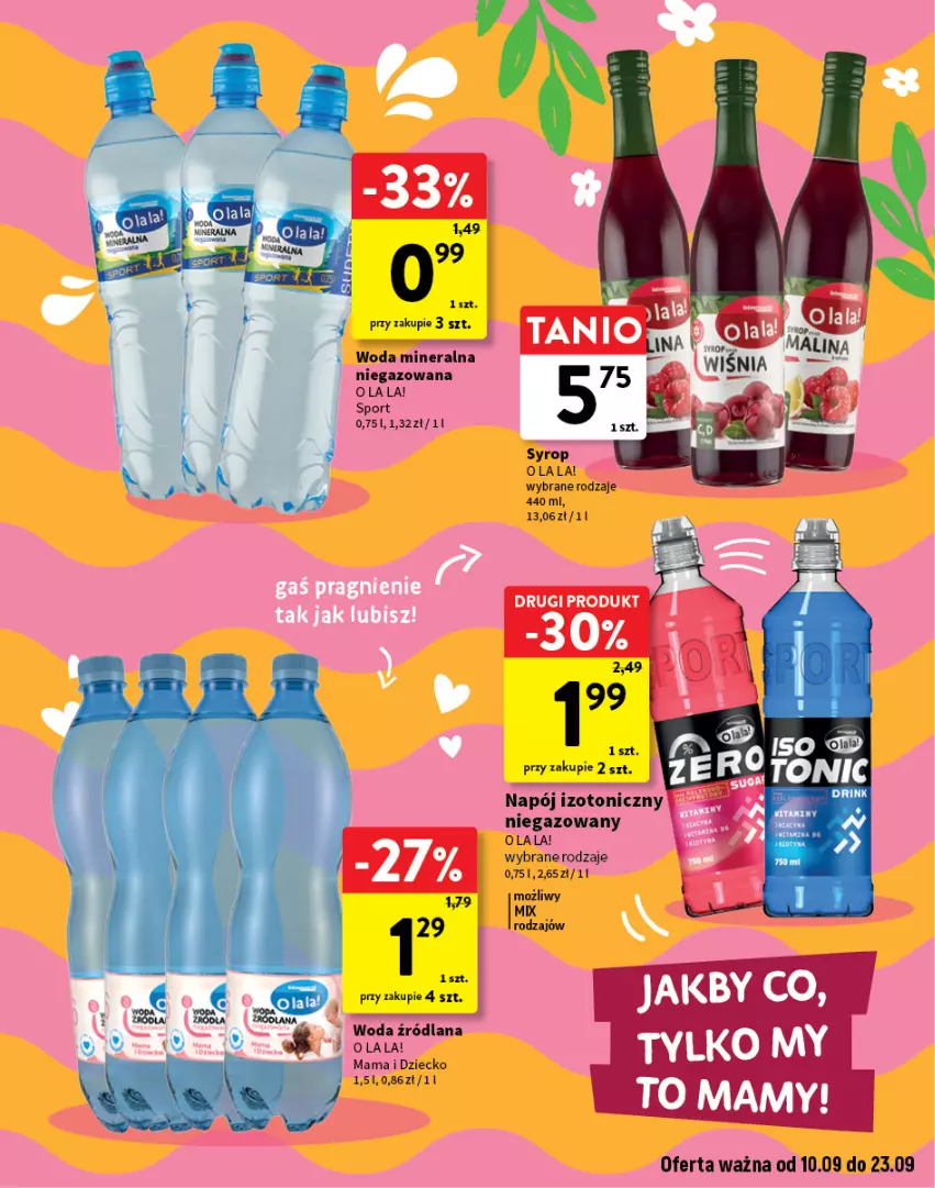 Gazetka promocyjna Intermarche - Gazetka Intermarche - ważna 10.09 do 23.09.2026 - strona 15 - produkty: LANA, Napój, Napój izotoniczny, Por, Sport, Syrop, Woda, Woda mineralna