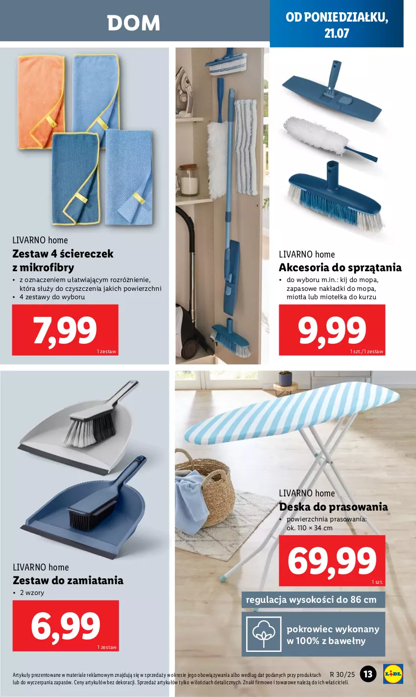 Gazetka promocyjna Lidl - GAZETKA - ważna 21.07 do 26.07.2025 - strona 13 - produkty: Deska do prasowania, Ivar, Miotła, Mop, Pokrowiec, Sok