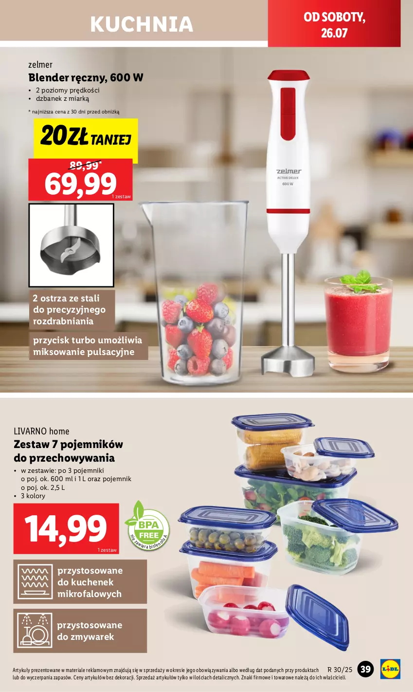 Gazetka promocyjna Lidl - GAZETKA - ważna 21.07 do 26.07.2025 - strona 43 - produkty: Blender, Blender ręczny, Dzbanek, Fa, Ivar, Kuchnia, Pojemnik, Zelmer