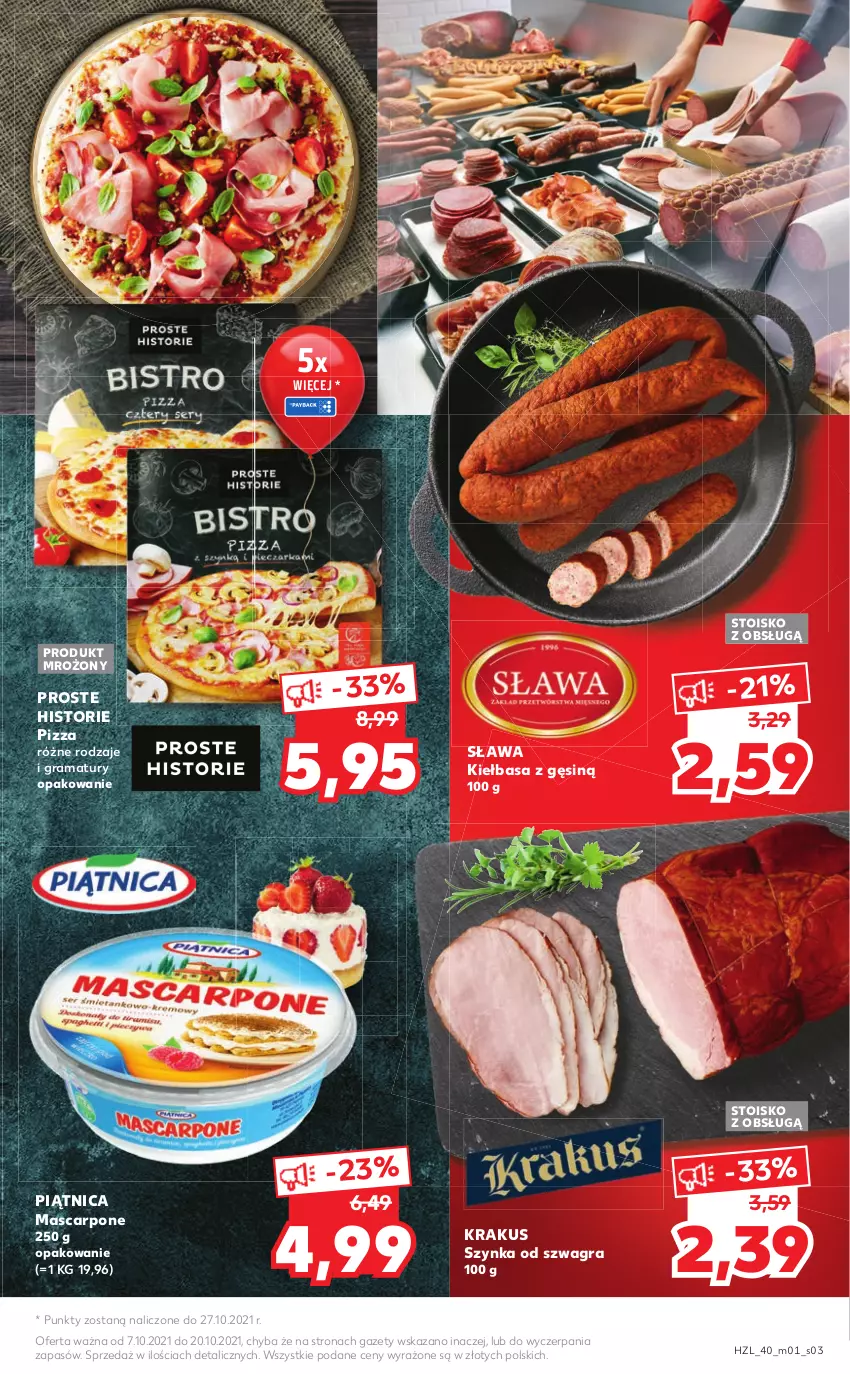 Gazetka promocyjna Kaufland - 20 lat Kauflandu - ważna 07.10 do 20.10.2021 - strona 3 - produkty: Gra, Kiełbasa, Krakus, Mascarpone, Piątnica, Pizza, Rama, Szynka