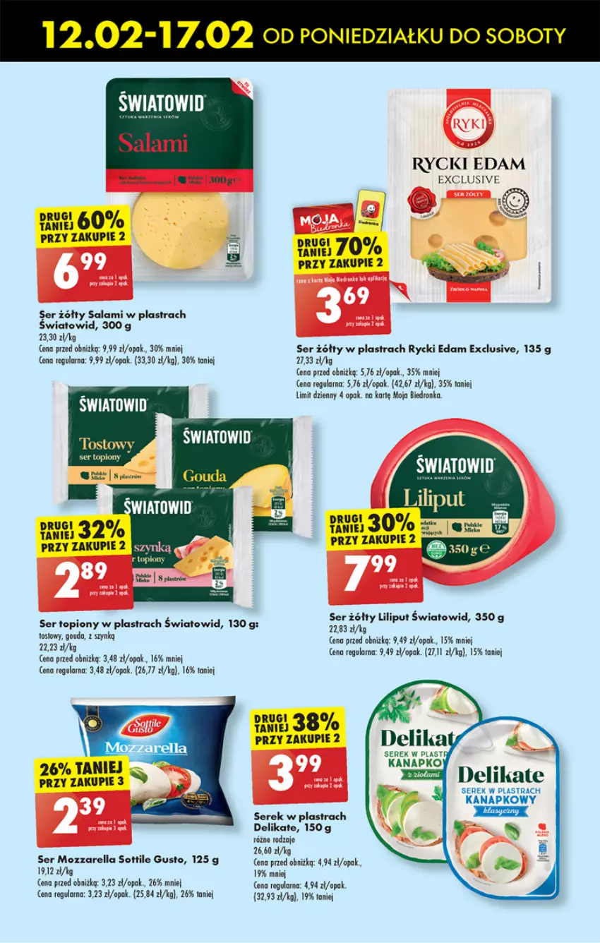 Gazetka promocyjna Biedronka - Od poniedzialku - ważna 12.02 do 17.02.2024 - strona 33 - produkty: Dron, Edam, Gouda, Mozzarella, Rycki Edam, Salami, Ser, Ser topiony, Serek, Top