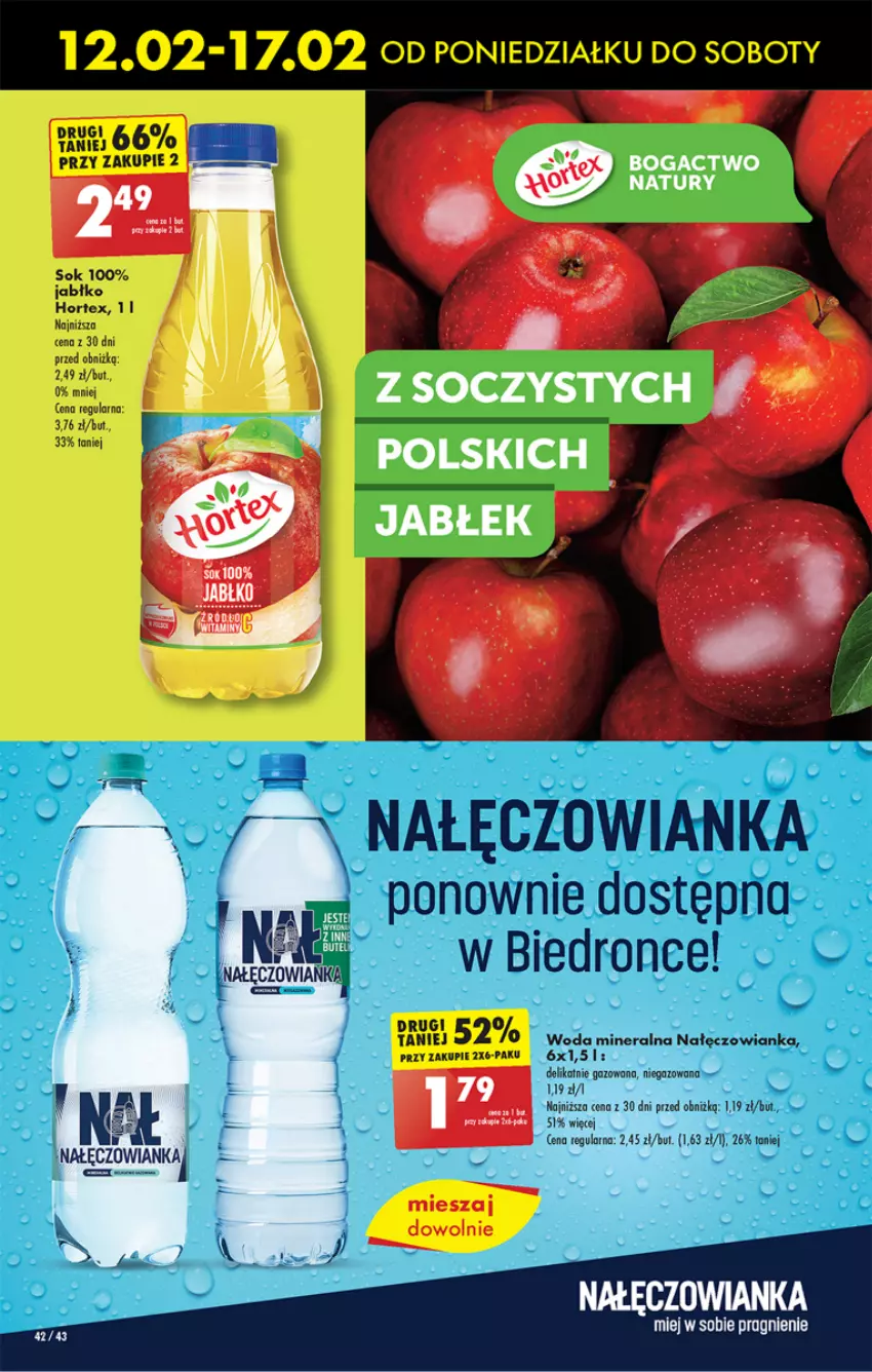 Gazetka promocyjna Biedronka - Od poniedzialku - ważna 12.02 do 17.02.2024 - strona 48 - produkty: Dron, Hortex, Nałęczowianka, Sok, Woda, Woda mineralna