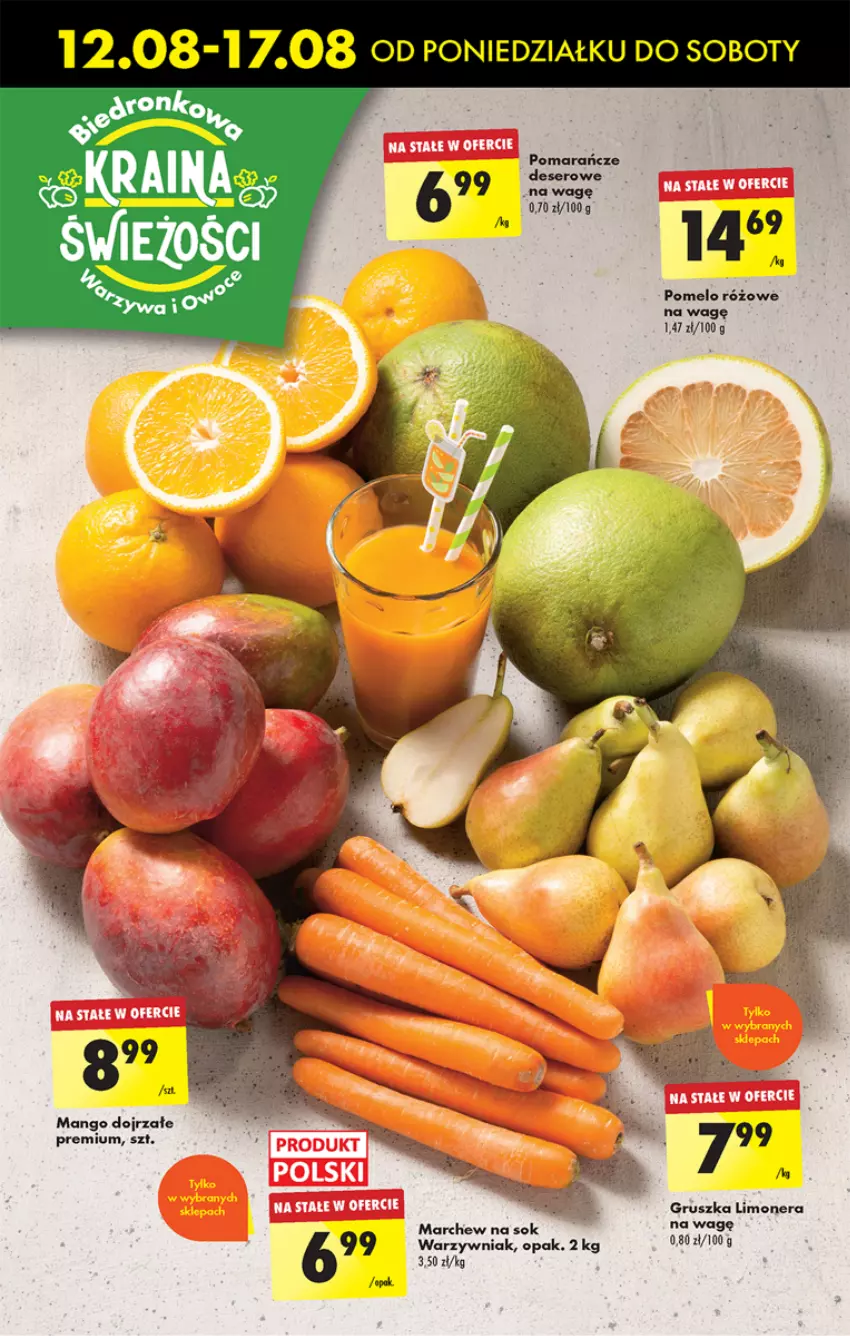 Gazetka promocyjna Biedronka - Od poniedzialku - ważna 12.08 do 17.08.2024 - strona 23 - produkty: Mango, Pomelo, Sok