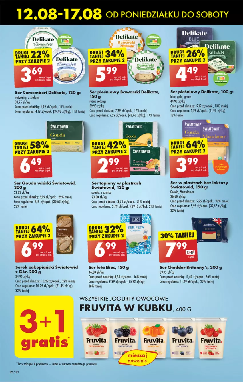 Gazetka promocyjna Biedronka - Od poniedzialku - ważna 12.08 do 17.08.2024 - strona 36 - produkty: Brit, Brita, Camembert, Cheddar, Feta, Gouda, Jogurt, Ser, Ser pleśniowy, Ser topiony, Serek, Top