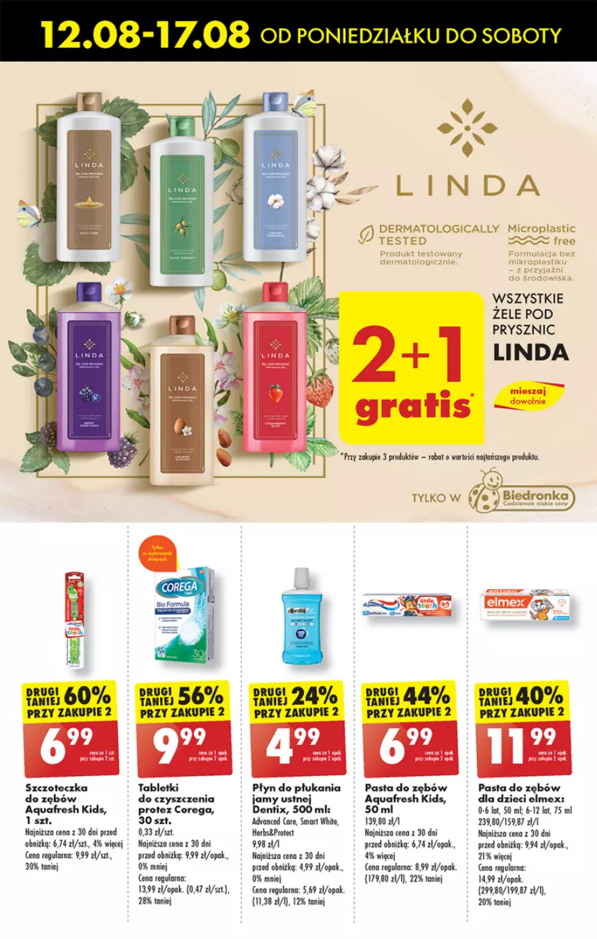 Gazetka promocyjna Biedronka - Od poniedzialku - ważna 12.08 do 17.08.2024 - strona 72 - produkty: Advanced Care, Aquafresh, Corega, Dzieci, Elmex, Fa, LG, Pasta do zębów, Szczoteczka, Szczoteczka do zębów, Tablet