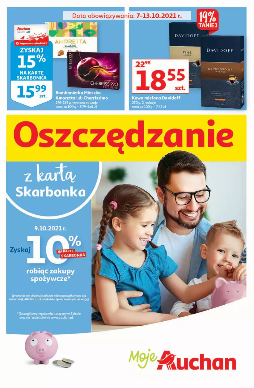 Gazetka promocyjna Auchan - Oszczędzanie z kartą Skarbonka Moje Auchan - ważna 07.10 do 13.10.2021 - strona 1 - produkty: Davidoff