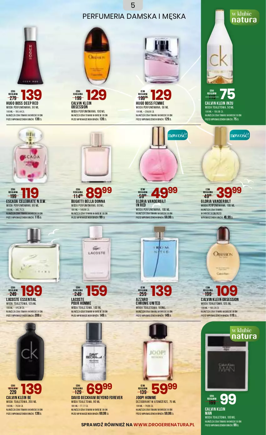 Gazetka promocyjna Drogerie Natura - Gazetka Drogerie Natura - ważna 27.06 do 10.07.2023 - strona 5 - produkty: Azzaro, Bell, Bella, Calvin Klein, David Beckham, Dezodorant, Escada, Hugo Boss, JOOP!, Lacoste, Perfum, SESSIO, Woda, Woda perfumowana, Woda toaletowa