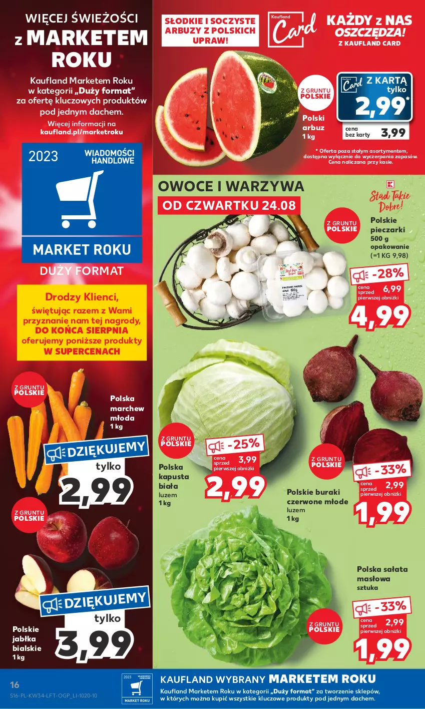 Gazetka promocyjna Kaufland - Gazetka tygodnia - ważna 24.08 do 30.08.2023 - strona 16 - produkty: Arbuz, Buraki, Grunt, Jabłka, Masło, Owoce, Piec, Sałat, Sałata masłowa, Warzywa