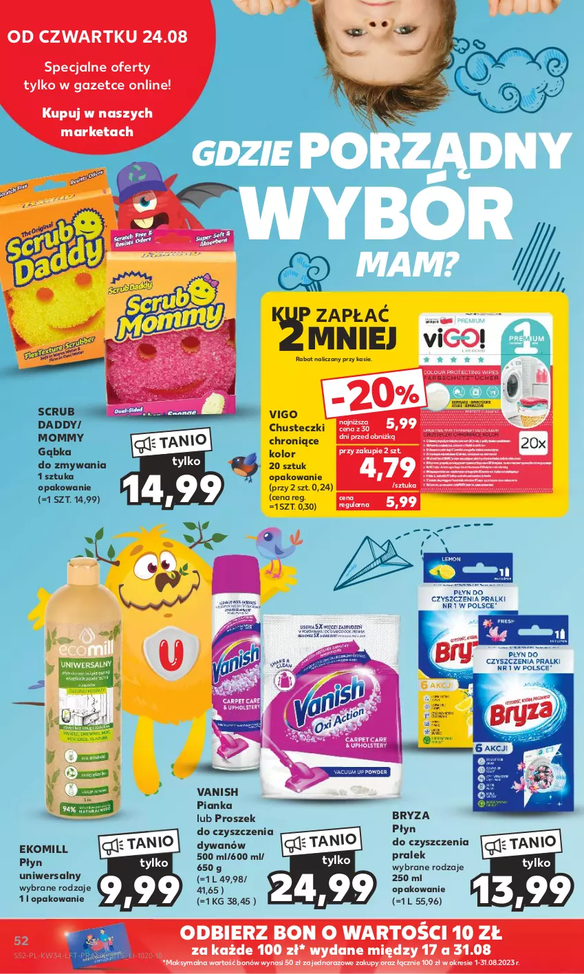 Gazetka promocyjna Kaufland - Gazetka tygodnia - ważna 24.08 do 30.08.2023 - strona 52 - produkty: Bryza, Chusteczki, Dywan, Por, Vanish