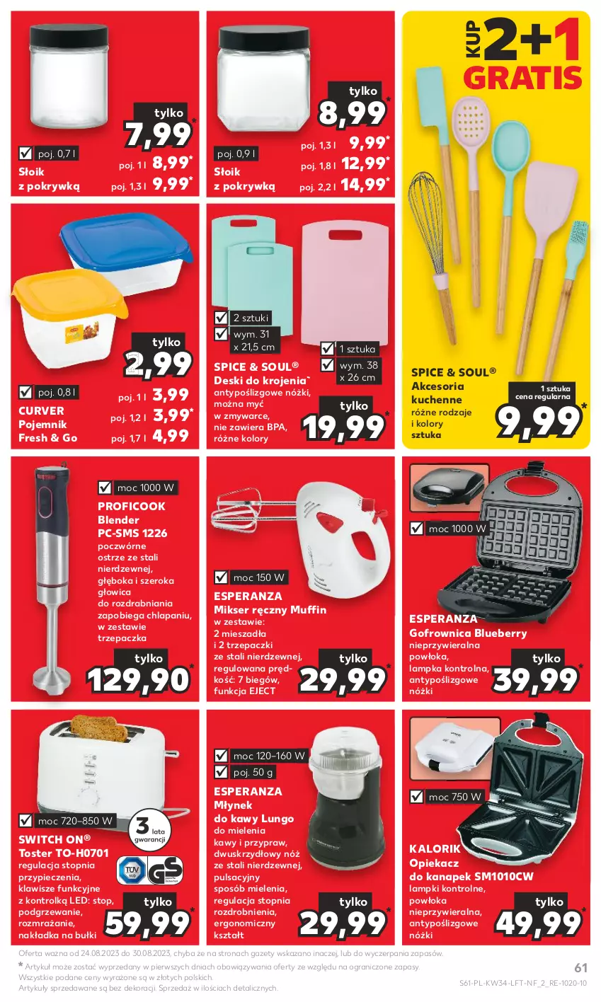 Gazetka promocyjna Kaufland - Gazetka tygodnia - ważna 24.08 do 30.08.2023 - strona 61 - produkty: Blender, Gofrownica, Gra, Mikser, Mikser ręczny, Młynek, Młynek do kawy, Opiekacz do kanapek, Piec, Pojemnik, Ser, Top, Toster, Trzepaczka