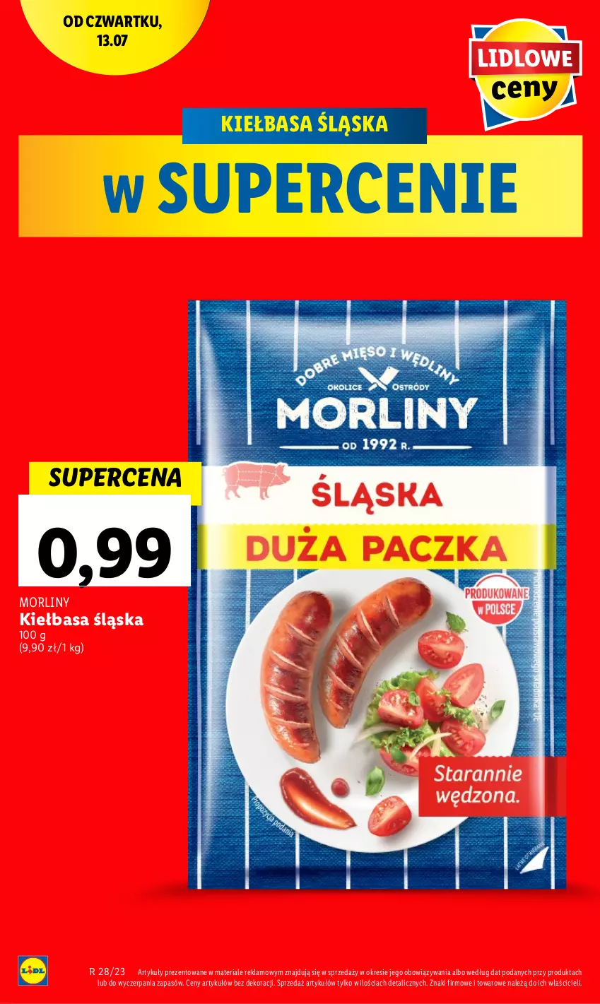 Gazetka promocyjna Lidl - GAZETKA - ważna 13.07 do 15.07.2023 - strona 22 - produkty: Kiełbasa, Kiełbasa śląska, Morliny