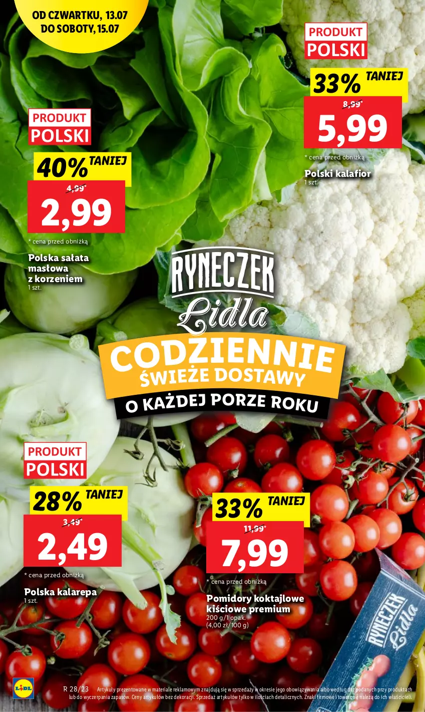 Gazetka promocyjna Lidl - GAZETKA - ważna 13.07 do 15.07.2023 - strona 26 - produkty: Kalafior, Masło, Pomidory, Por, Sałat, Sałata masłowa